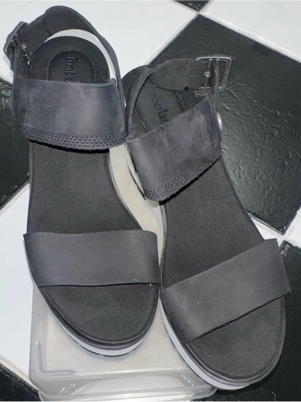 Timberland Black and White Platform Sandals - Picture 2 of 3